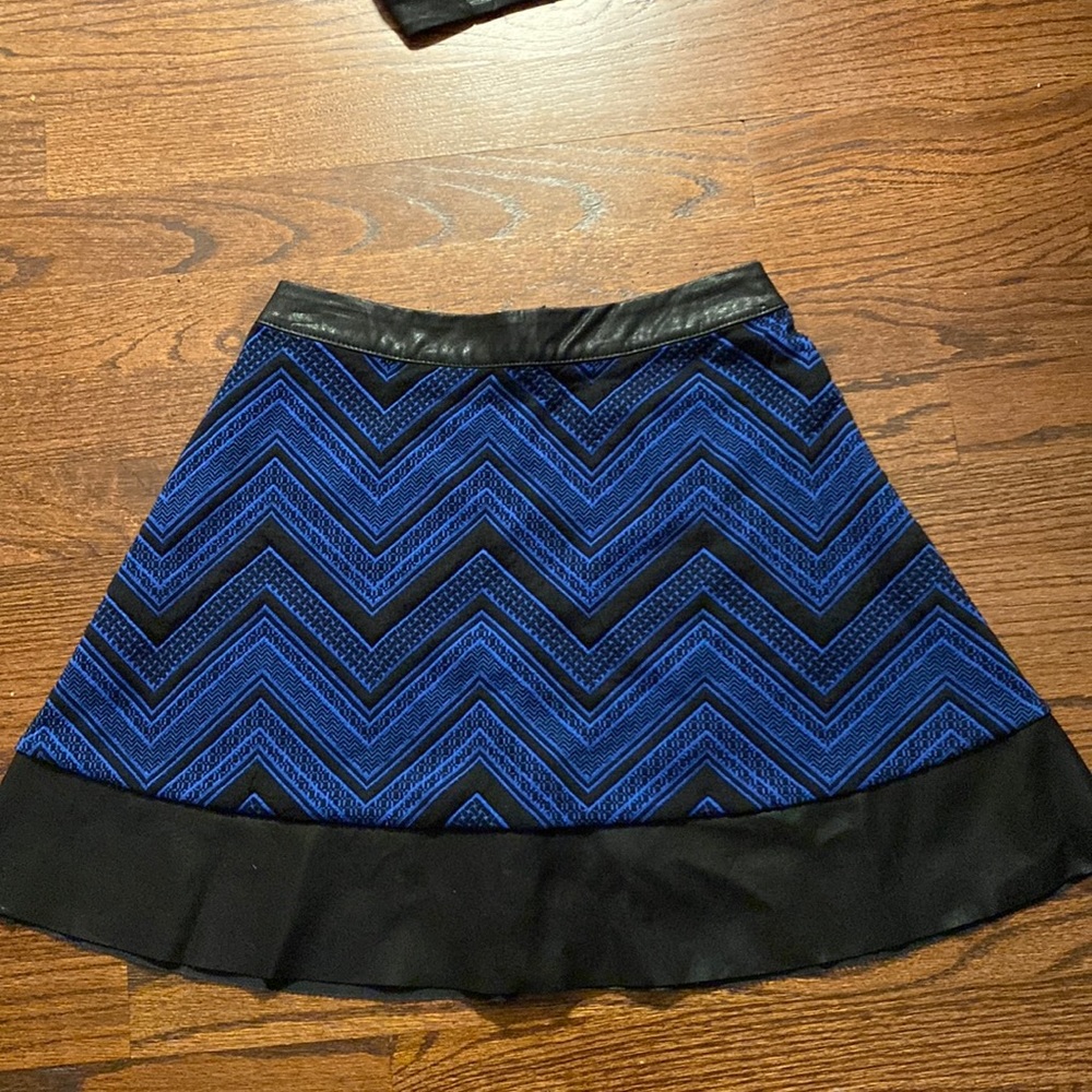 Dark blue and black patterned skirt.